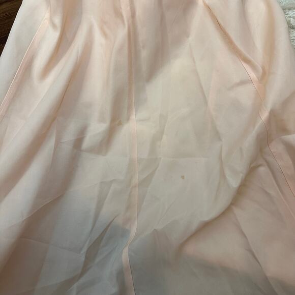 Vintage 80s Pink Peach Lace Dress Victorian Frilly Rosette Coquette Cottage Prom - Picture 12 of 15